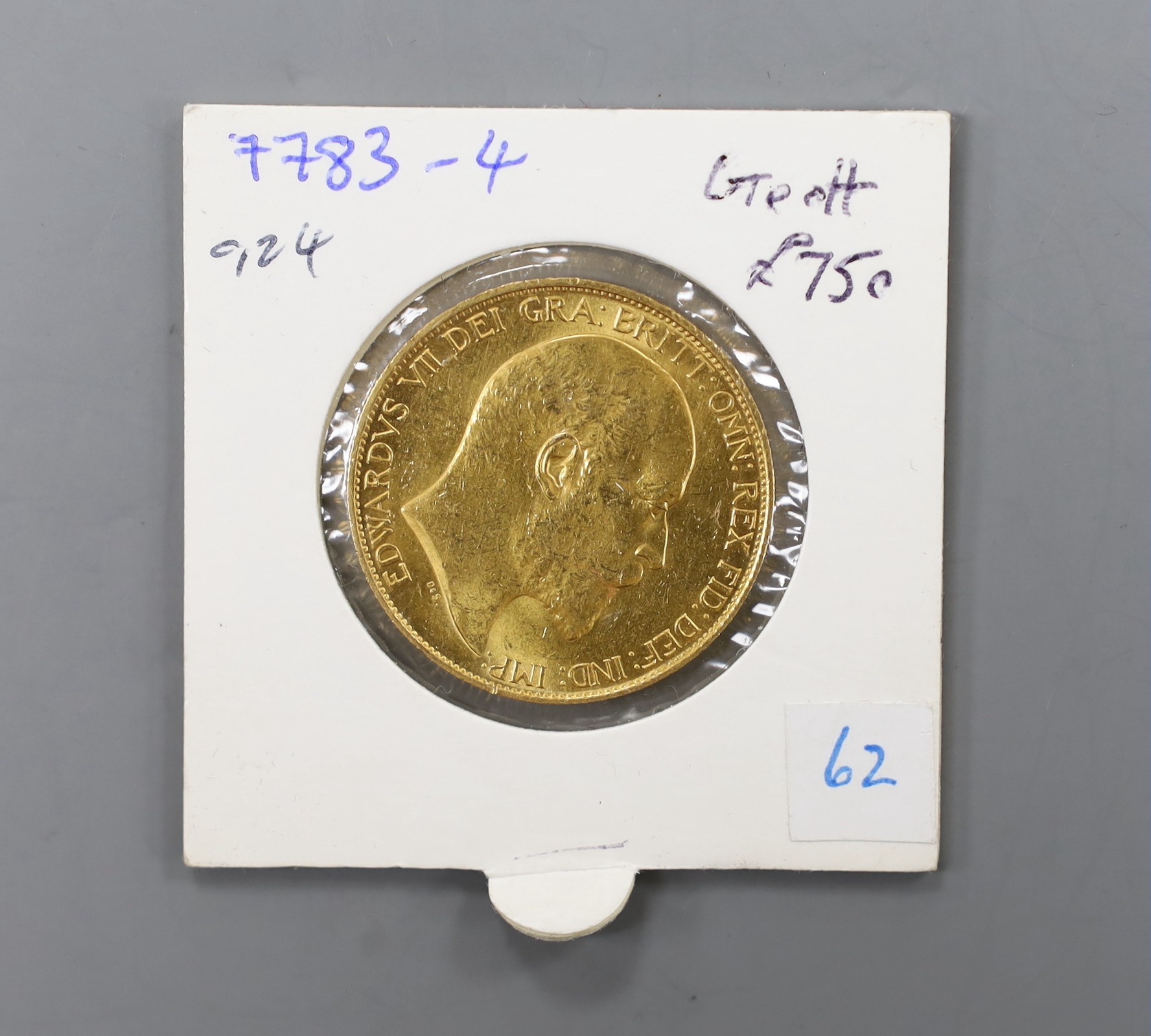An Edward VII gold double sovereign (£2) 1902, EF